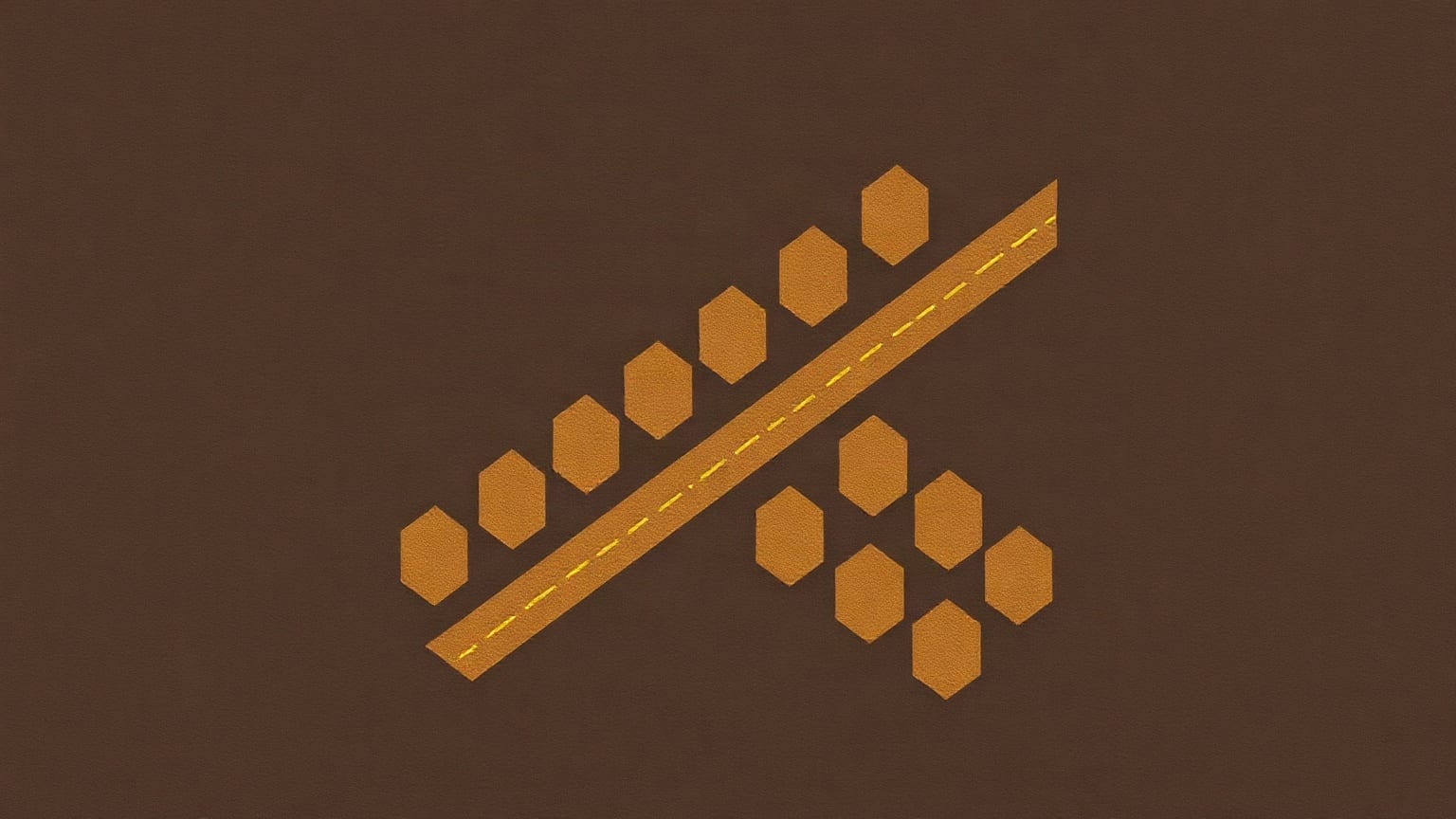 Cut-paper illustration: a street grid of narrow blocks crossed by one long diagonal avenue.
