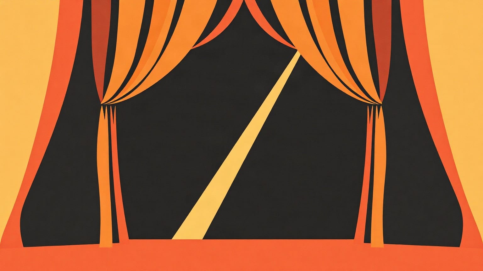 A paper proscenium arch with curtains and a single shaft of light