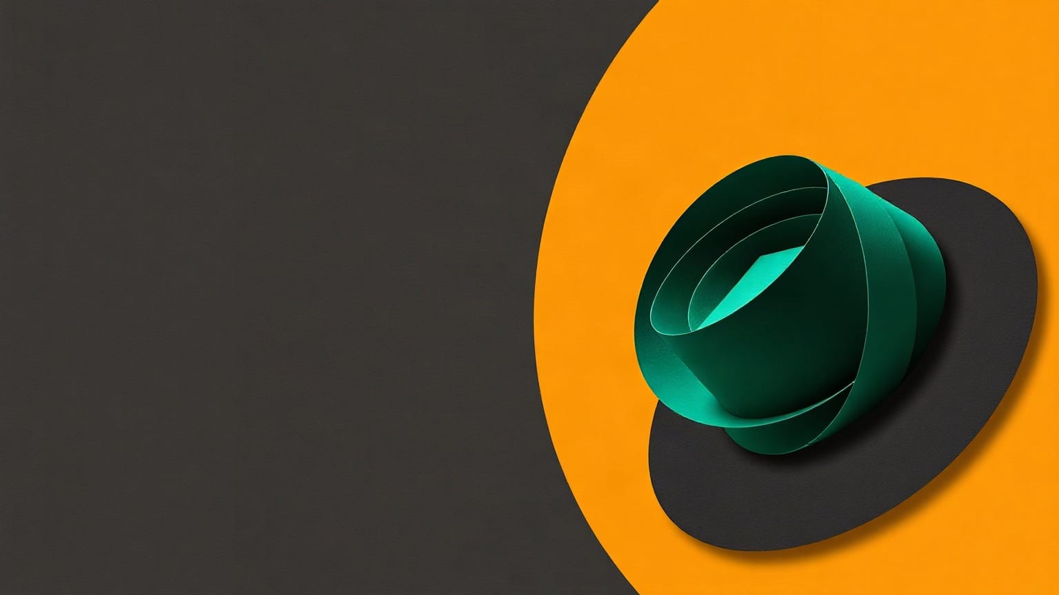 A green paper hat curled on an amber disc